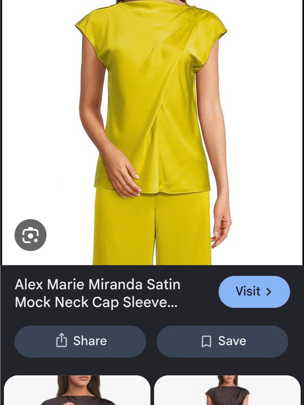 Alex Marie Miranda Satin Mock Neck Cap Sleeve